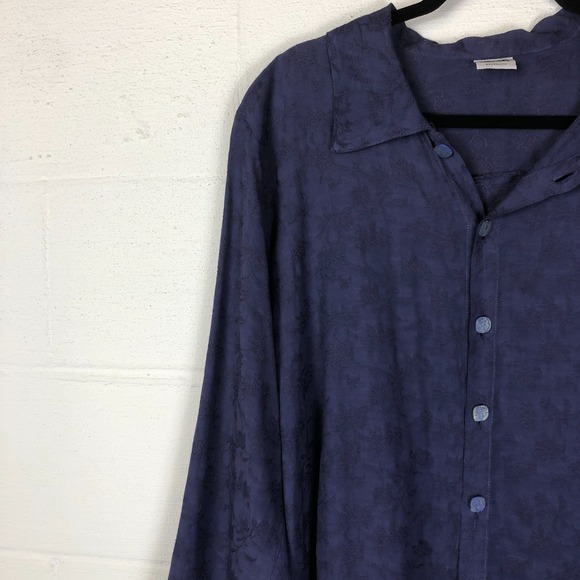 CP Shades Womens Square Button Embroidered Button Down Size M Blue Lagenlook VTG - Picture 3 of 14